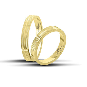 Πρωτότυπες βέρες γάμου χρυσές με αυλάκι, πλάτους 3.5 mm